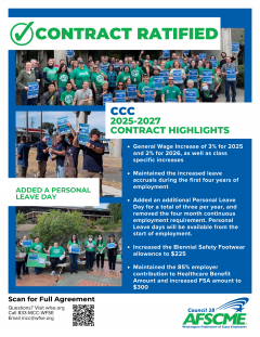 A preview of the Community College Coalition contract win flyer